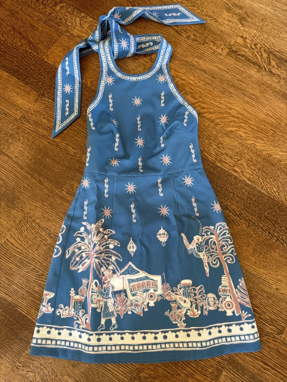 Alemais Blue Printed Mini Dress with Halter Tie - $400 - Picture 1 of 6